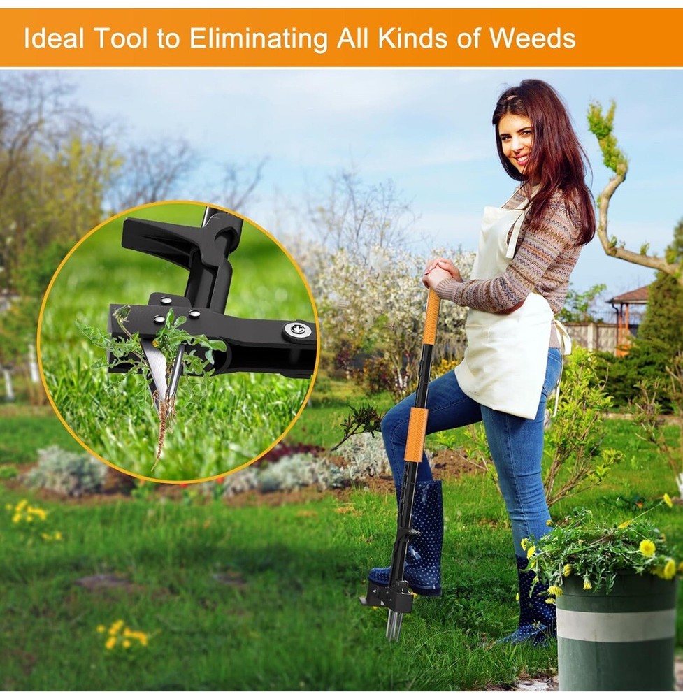 Brewin Weed Puller Tool, Fully Stand Up Weeding Tool with 4 Claws - Zero Bending