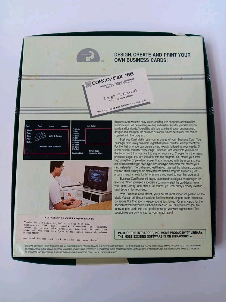 Commodore 64 Intracorp Business Card Maker Software Tested/Works