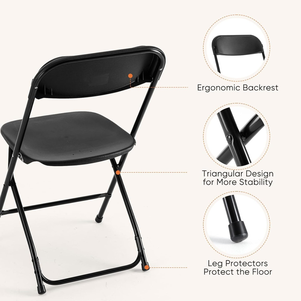 Folding Chairs Sets of 10, 330Lbs Plastic Stackable Portable Patio Dining Sets,