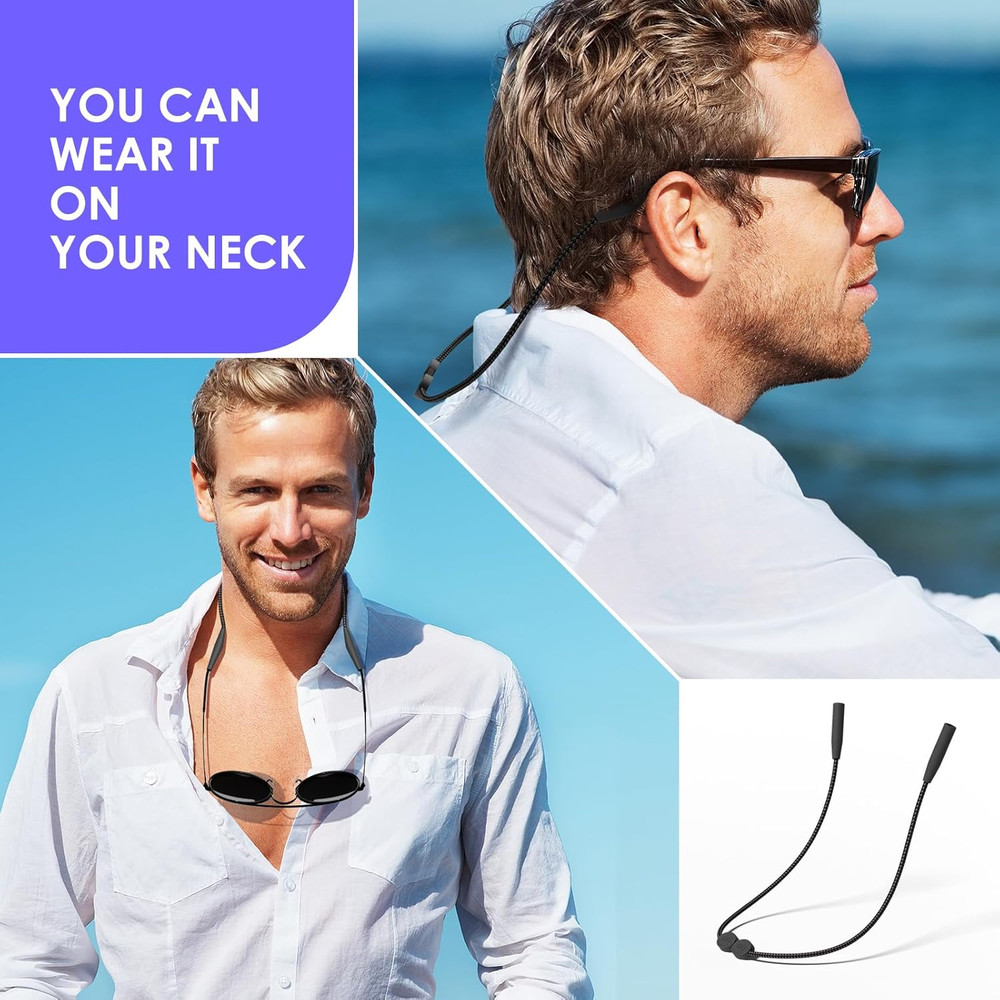 Glasses Strap 3 Pcs - No Tail Sunglasses Straps - Adjustable Eyeglasses Strap, E