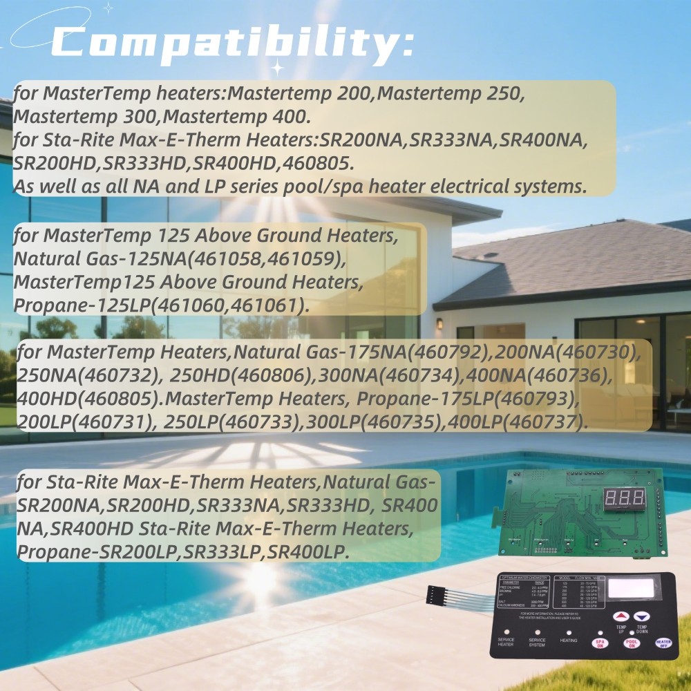 42002-0007S Control Board Kit 472610Z Switch Pad For Pentair MasterTemp NA/LP