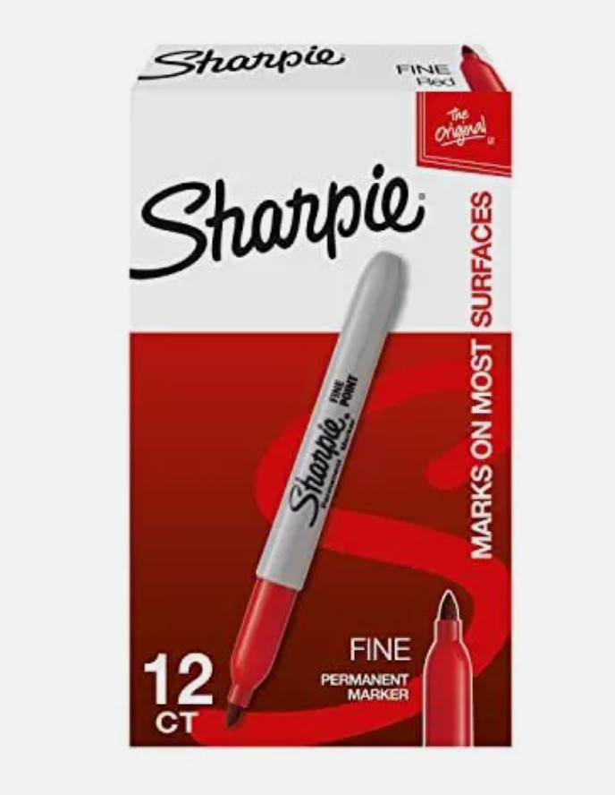 Sharpie Permanent Markers Red Fine Point 12 Count New in Box