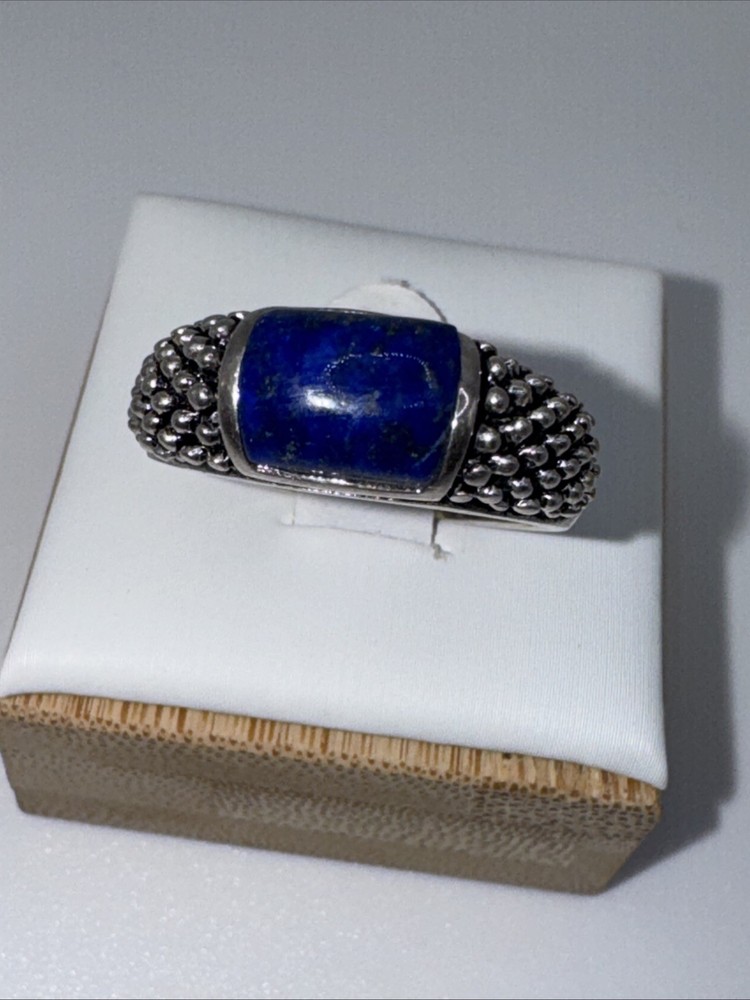 VINTAGE LAPIS AND STERLING SILVER RING -SIZE 8.75