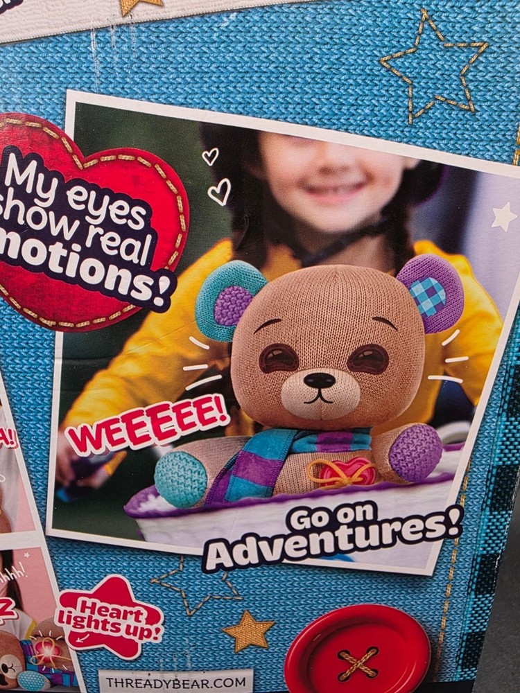 Thready Bear Interactive Plush Toy 70+ Expressions Reactions Button Eyes Lights