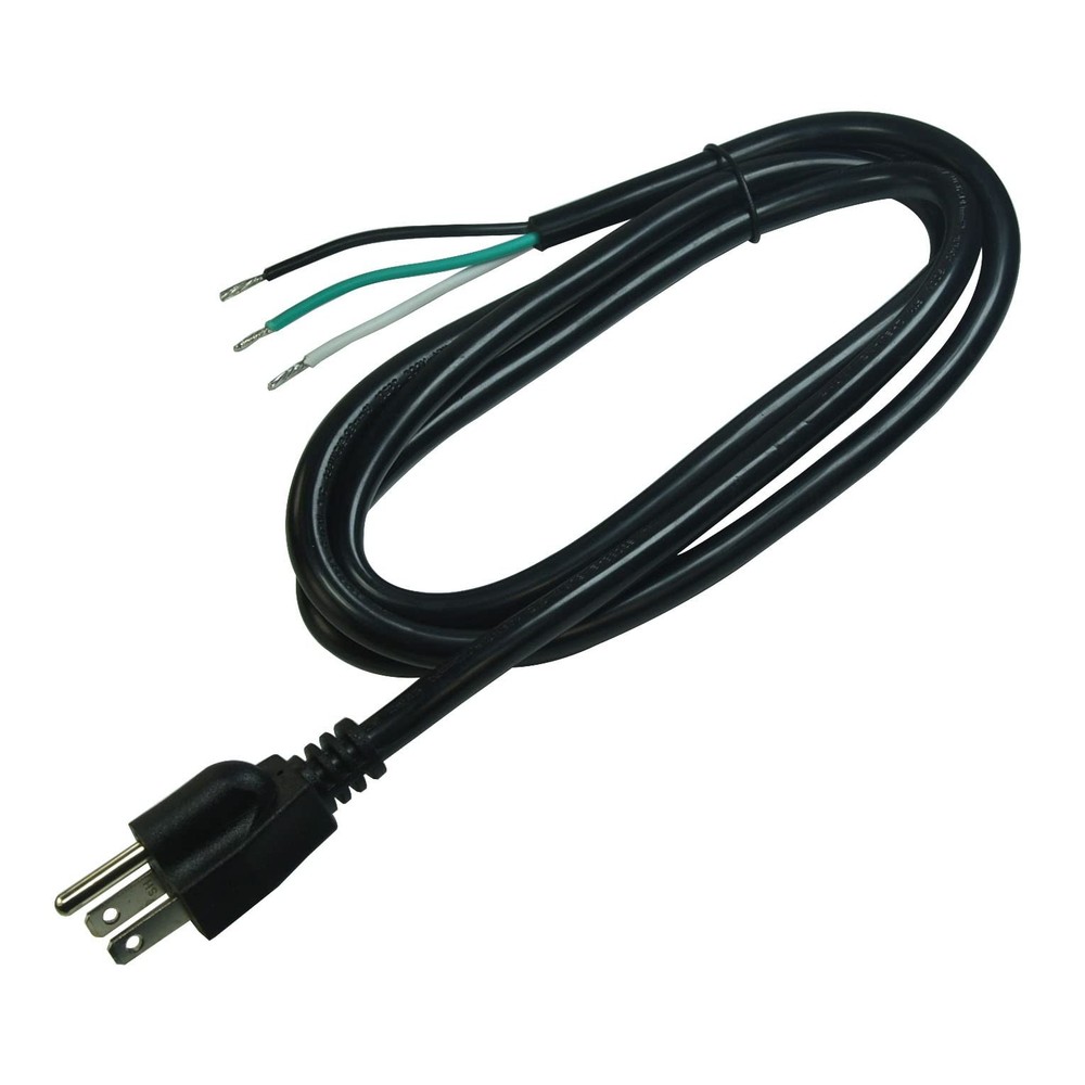 14 AWG Replacement AC Power Cord with Open End -3 6FT Standard Plug, BLACK