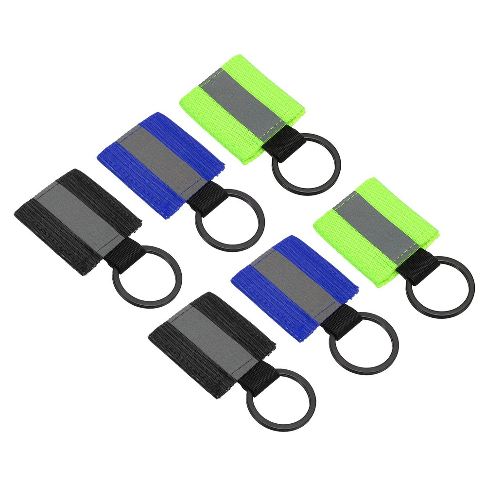 6 Pcs Reflective Keychain Tags, Reflective Zipper Pulls, Black/Green/Blue