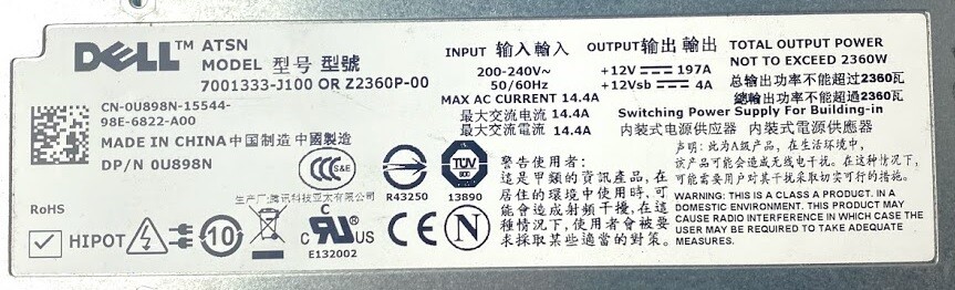 Dell 7001333-J100 Power Supply