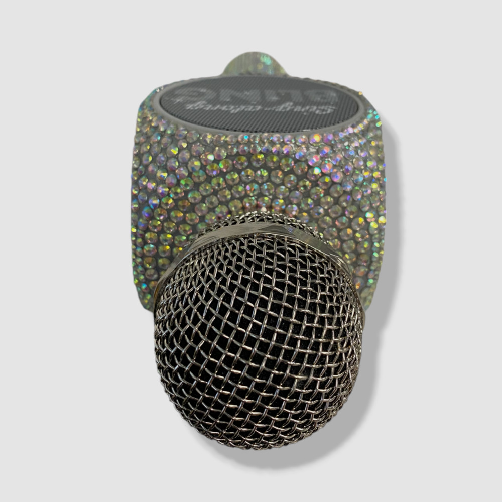 Wireless Express Silver Iridescent Bling Karaoke Microphone/Bluetooth Speaker