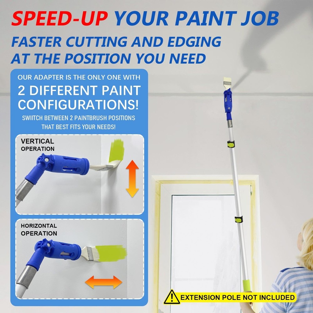 Multi-Angle Paint Brush Extender for High Ceiling, 1 PCS Blue Extension Pole ...
