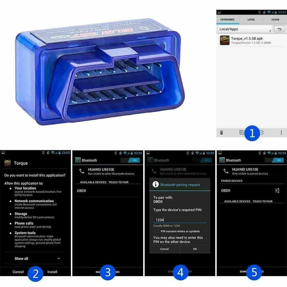 Car & Truck Data Reads EML327 OBD2 Bluetooth Scanner Bluetooth Code Reader