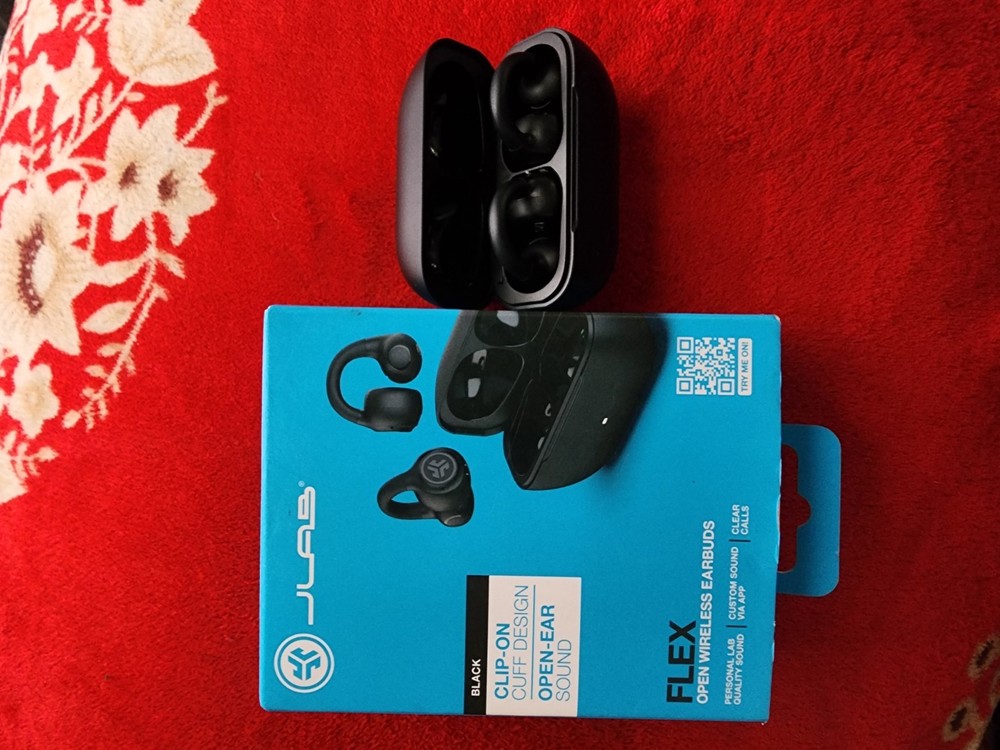 JLab Flex True Wireless Bluetooth Earbuds Open-Ear, Black, Clip-On