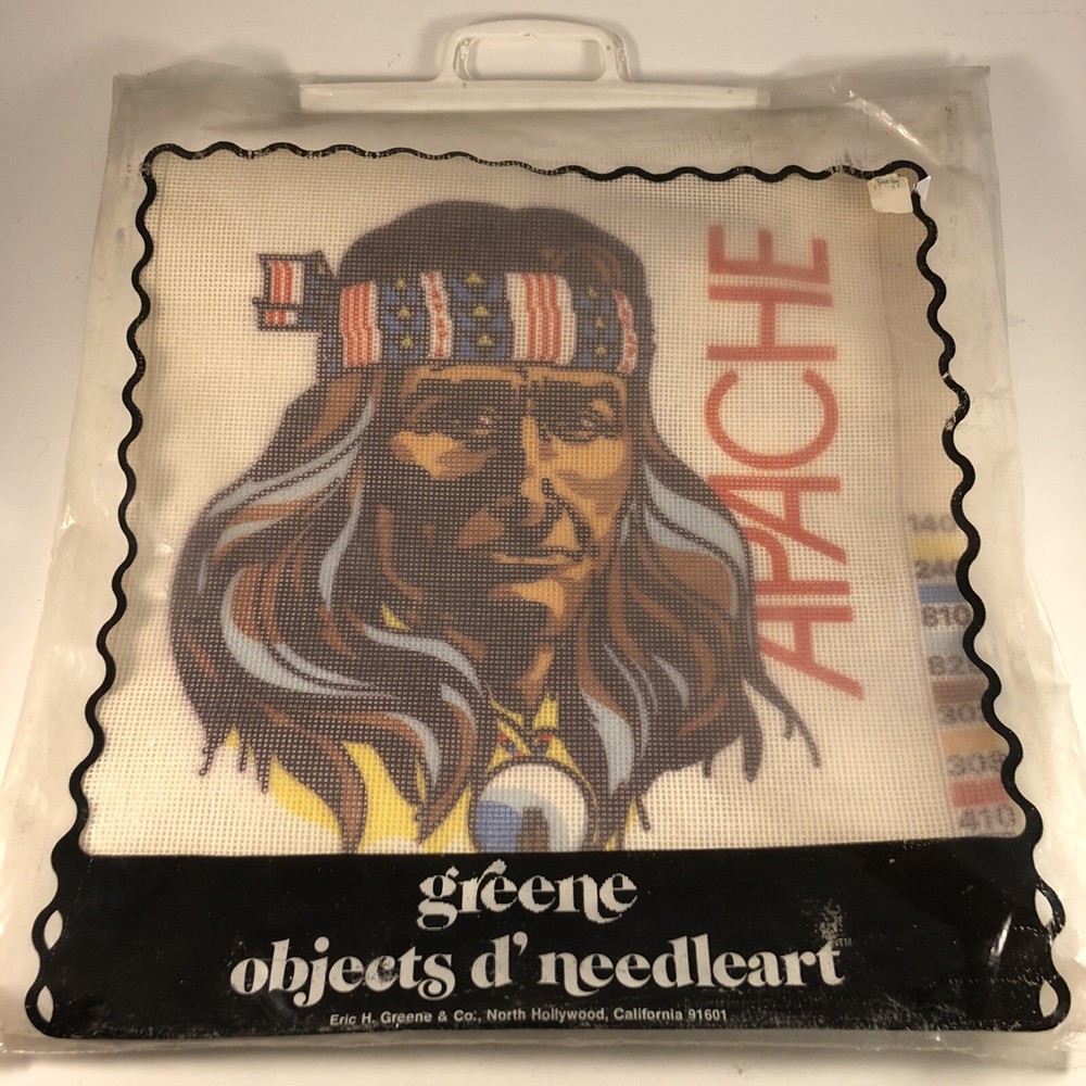 VTG GREENE Object d' NeedleArt APACHE Needlepoint Kit Needle Art Native American