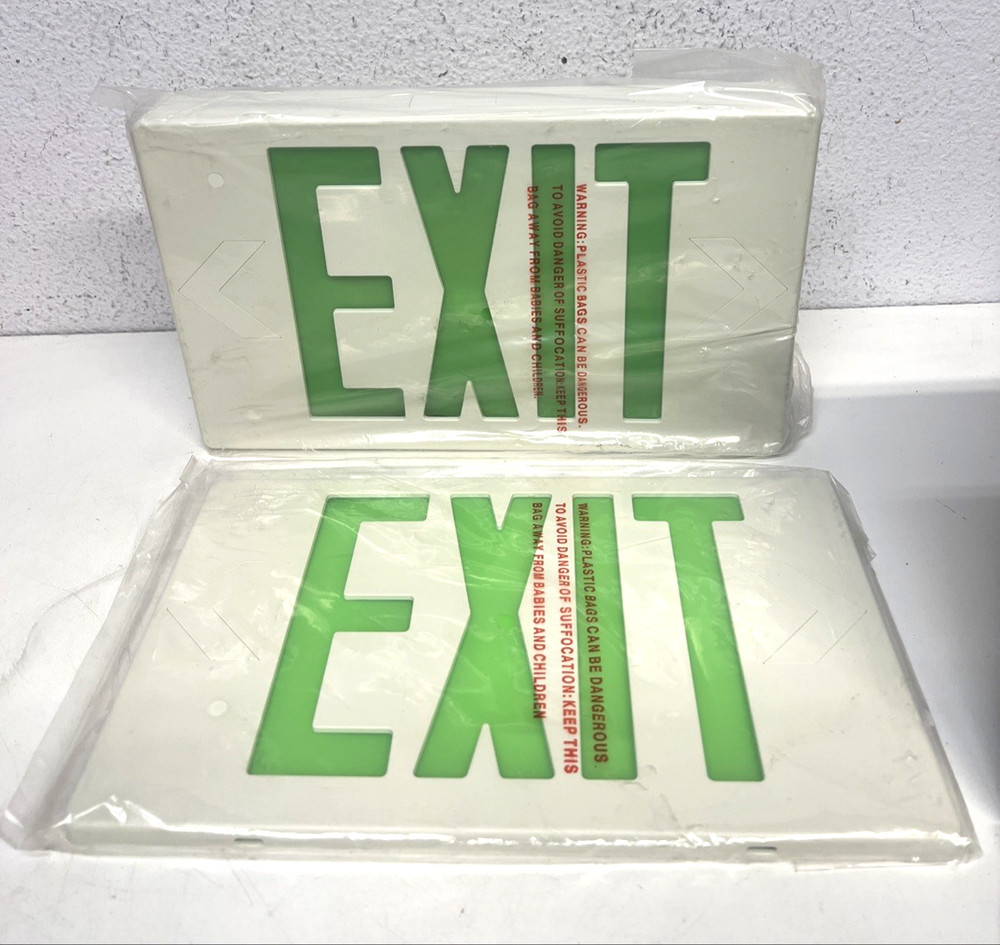 4x Best Lighting Products LED EXIT Green Lighting Fixture, AC Only