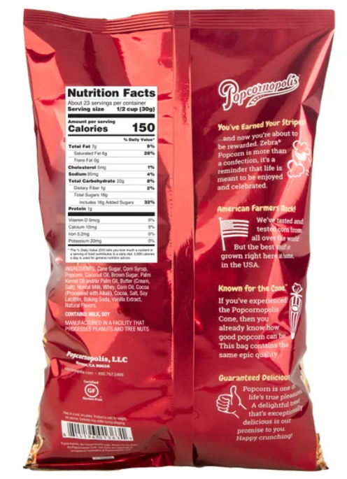 Popcornopolis Zebra Popcorn 24 oz, 3-count