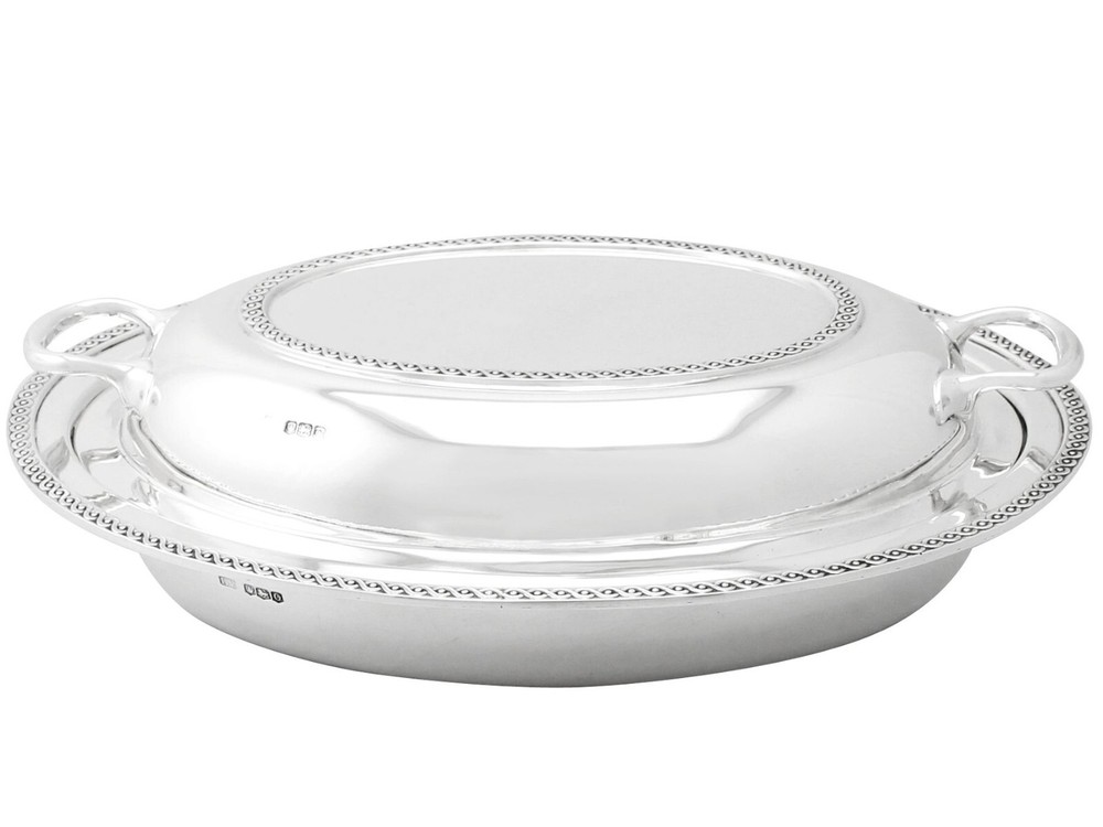 Antique George V Sterling Silver Entree Dish