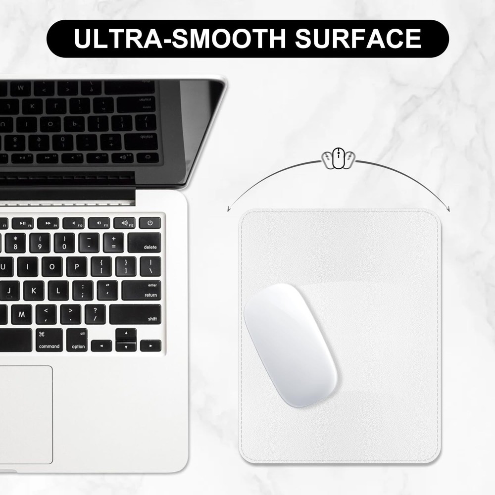 Hsxnam Leather Mouse Pad, Office Mat Rectangular (9.8" x 7.9"), White