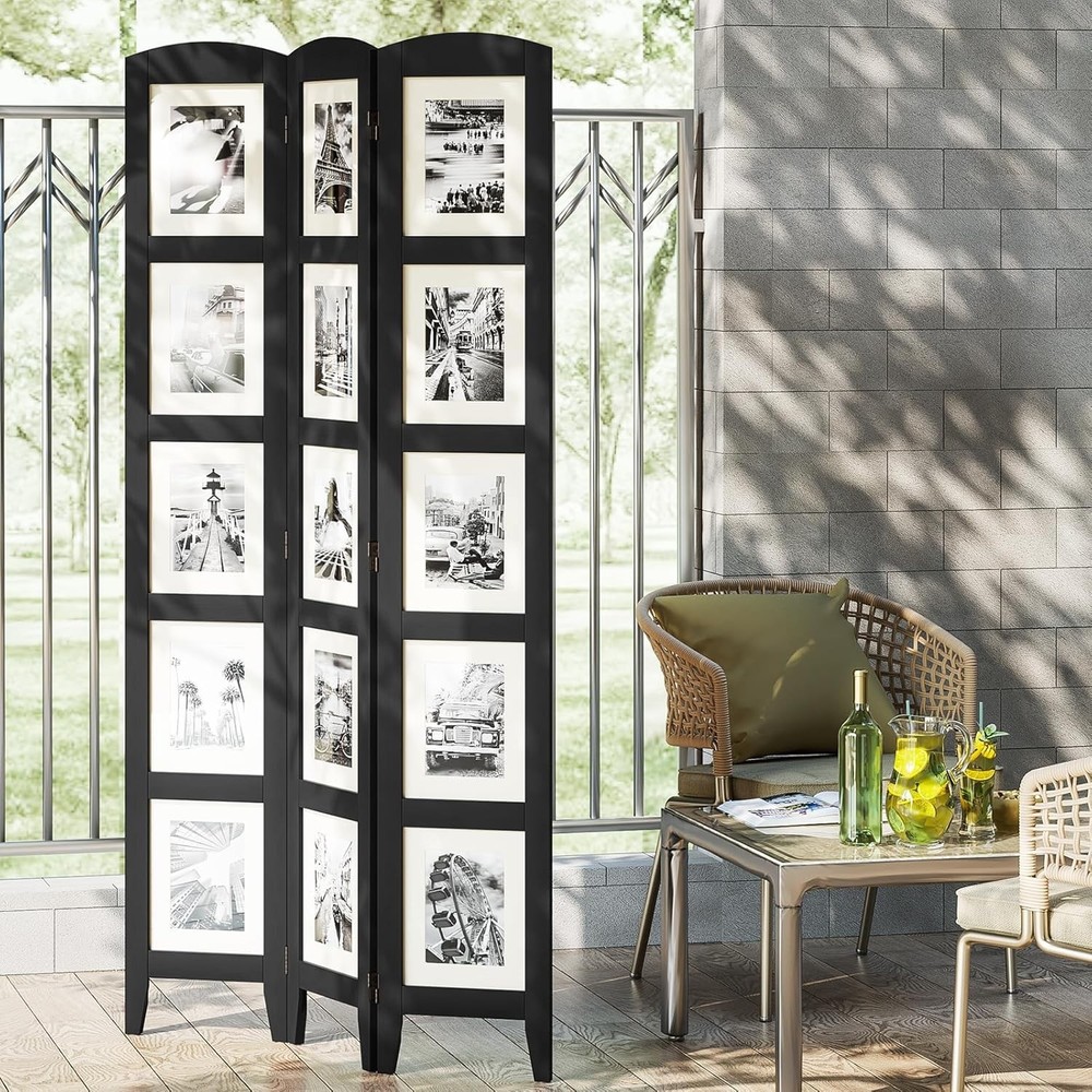 3 Panel Photo Room Divider Screen Solid Wood Divider Room Separation