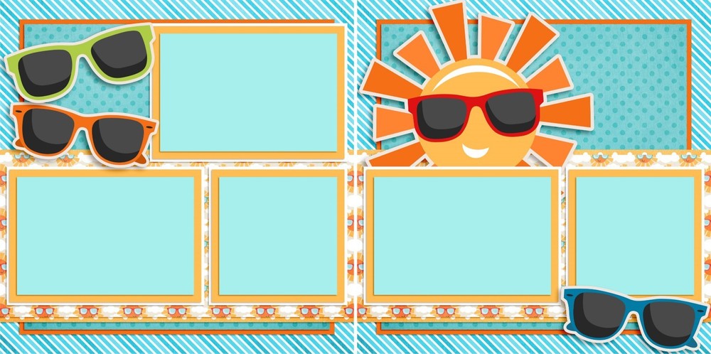 SUNGLASSES - 2 Premade Scrapbook Pages - EZ Layout 3222