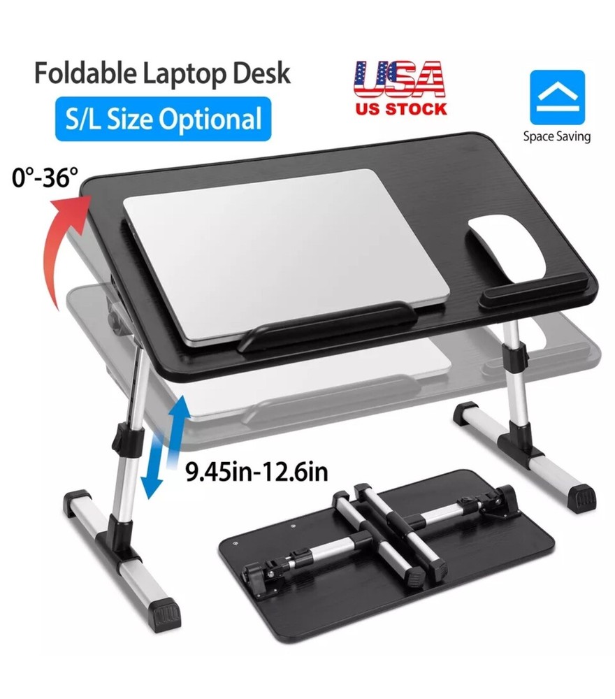 Foldable Laptop Stand Height Angle Adjustable Notebook Sofa Desk Breakfast Large