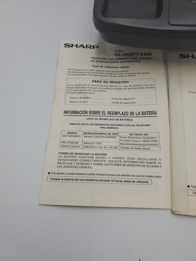 SHARP Integrated Cordless Answering System, FT5400 Gray