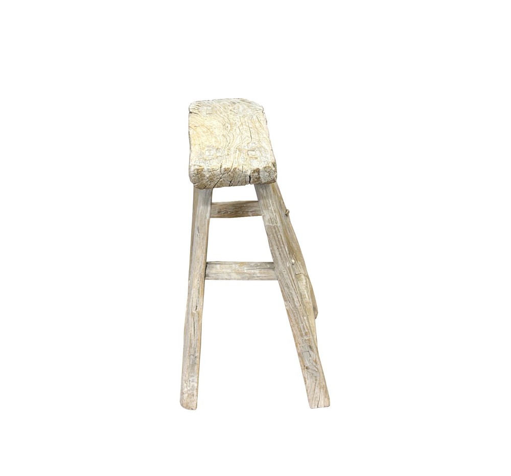 Rustic Raw Rough Wood Grain Rectangle Slim Stool Bench Side Table ws4615