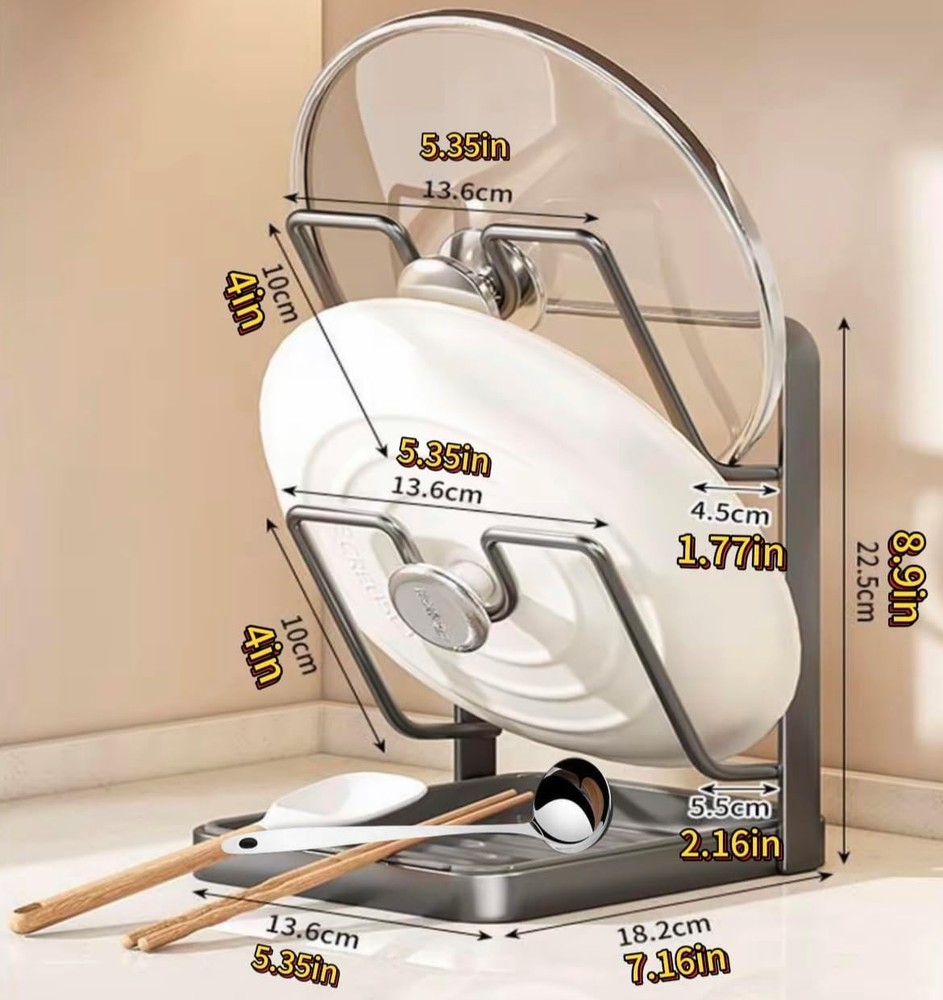 2026 New Multifunctional Kitchen Pot Lid Organizer W/ Removable Drip Tray