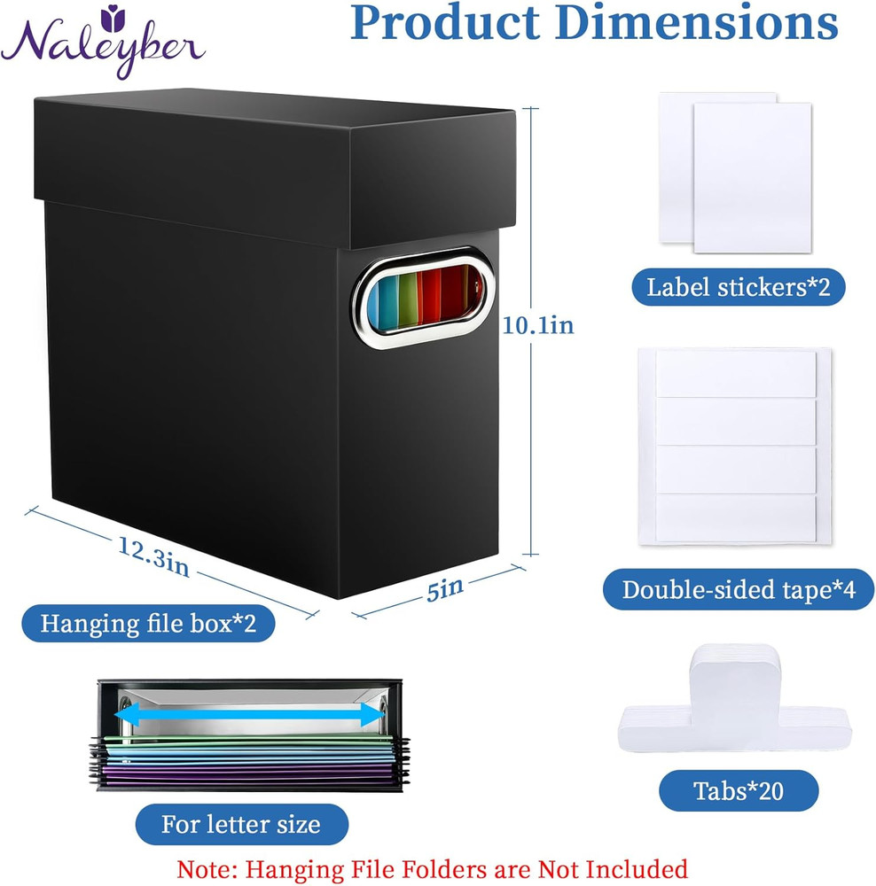 File Organizer Box with Lid & Handle, Thickened Cardboard Hanging File Folder...