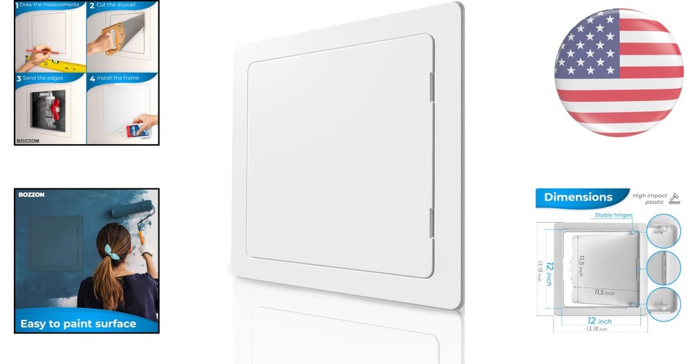 12x12 Modern Access Panel for Drywall - Durable White Cover, Easy Installation