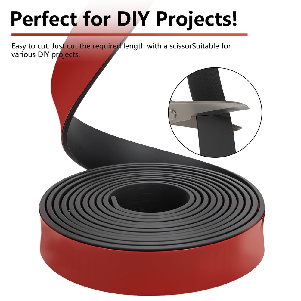 Adhesive Solid Rubber Strips - 1/2" Wide x 1/16" Thick x 180" Long, Black