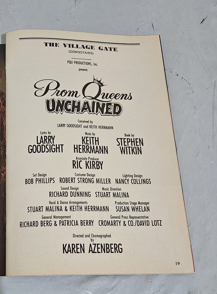 PROM QUEENS UNCHAINED Playbill August 1991