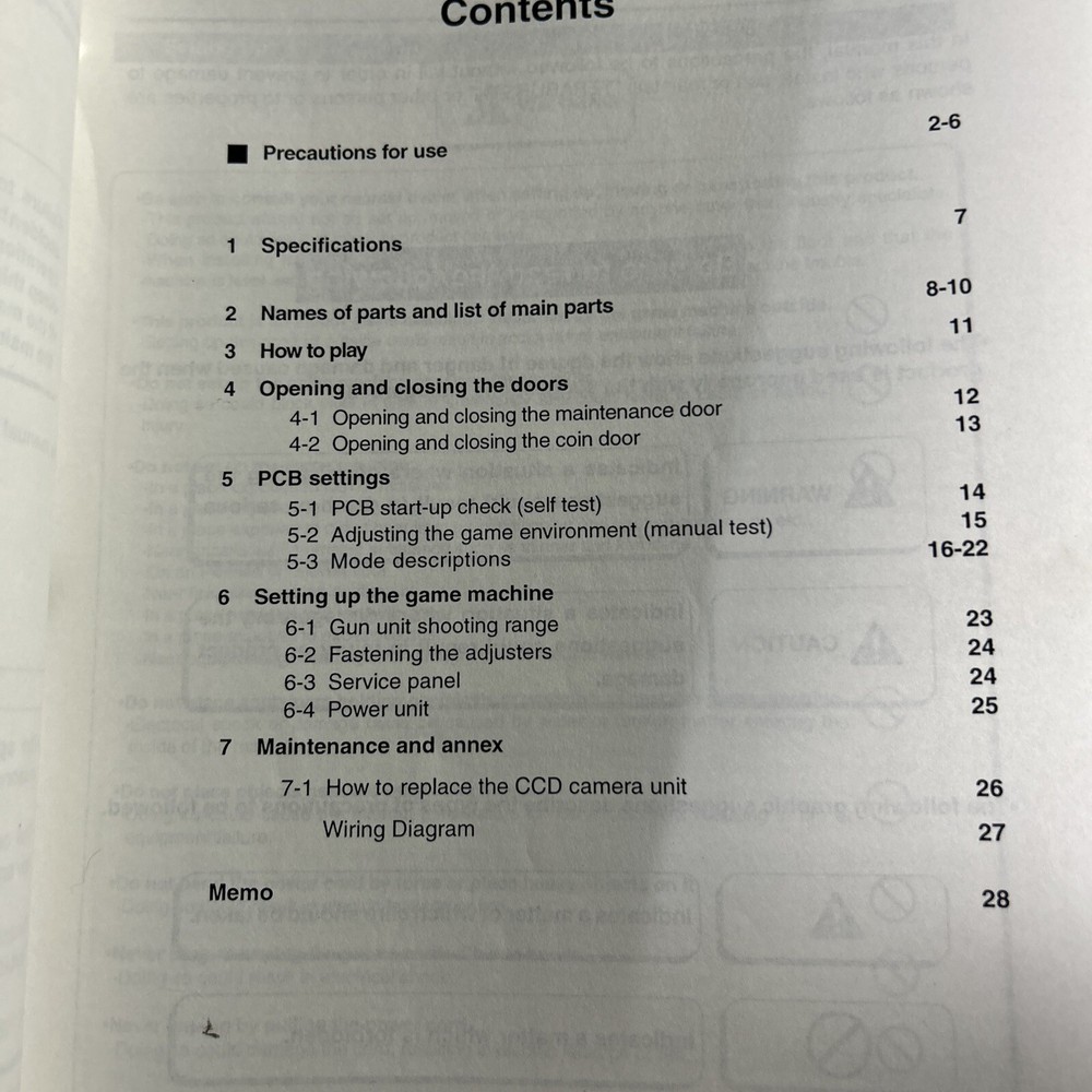 TERABURST KONAMI ARCADE VIDEO game manual