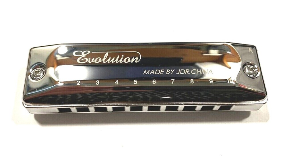 JDR Evalution 10 Hole Diatonic Harmonica Sleek Design-Aluminum Comb-Plays Great!