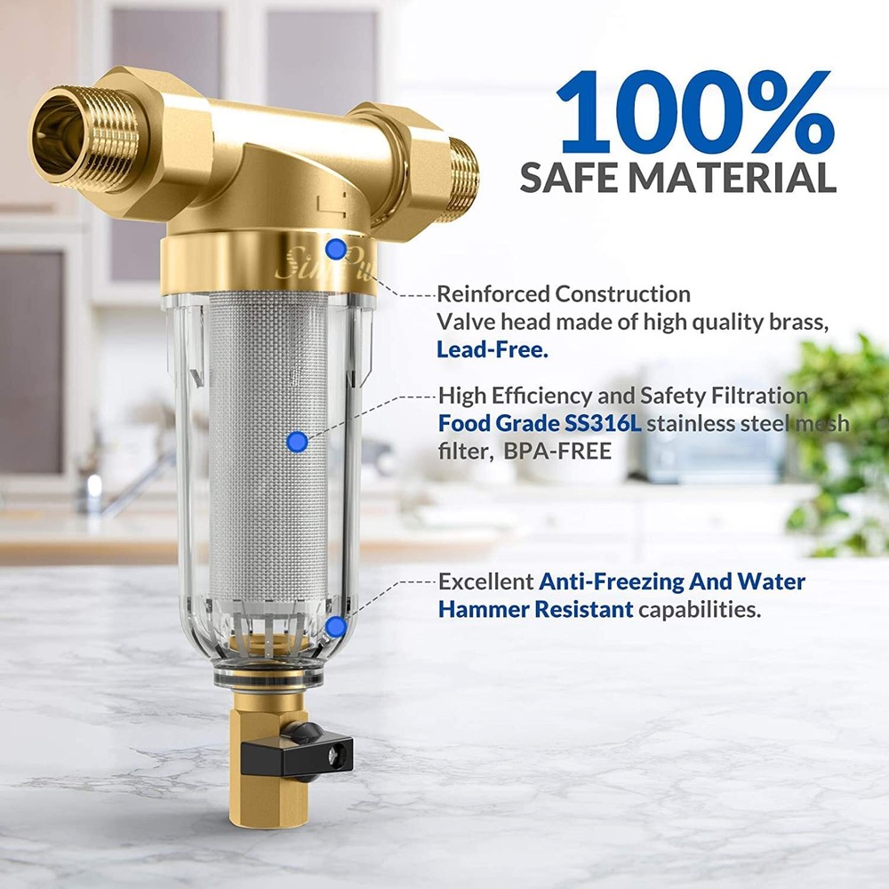 Reusable Spin Down Whole House Sediment Water Filter System 40 Micron 3/4" FNPT