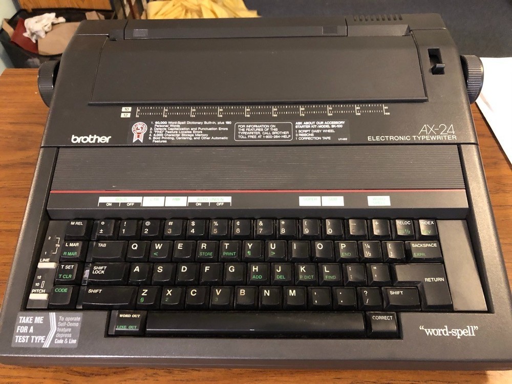 Brother AX-24 Portable Electronic Typewriter with Cover, Users Guide, Box