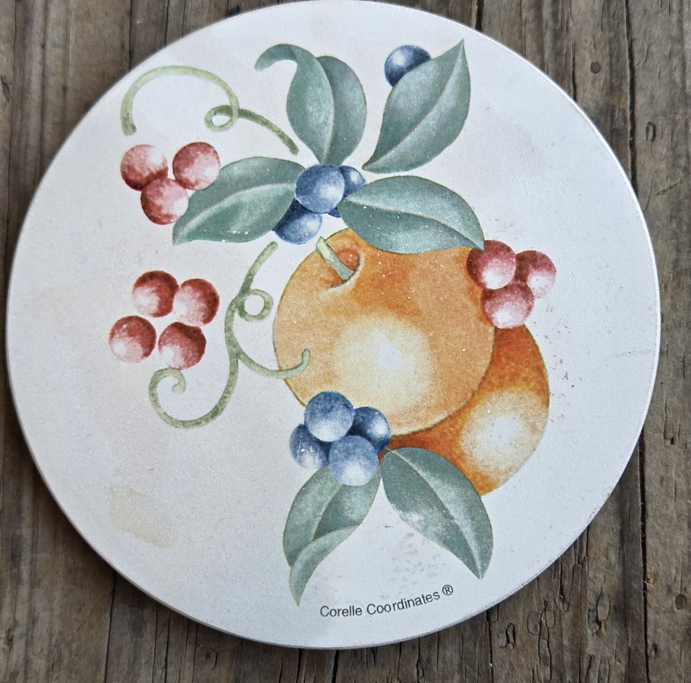 Corelle Coordinates ABUNDANCE Stoneware Drink Beverage Coasters 6Pc Set