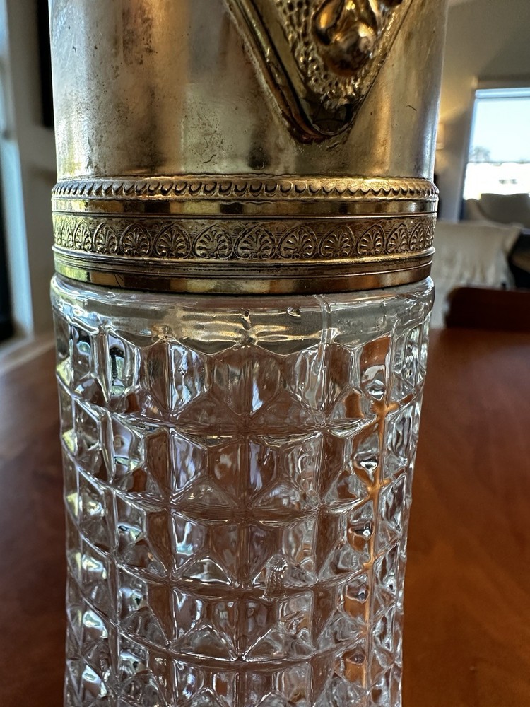 VTG Silver And Pressed Claret Pitcher 11.5”