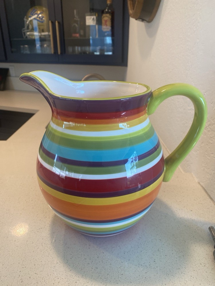 Crate & Barrel Large Carnivale Stripe Pitcher