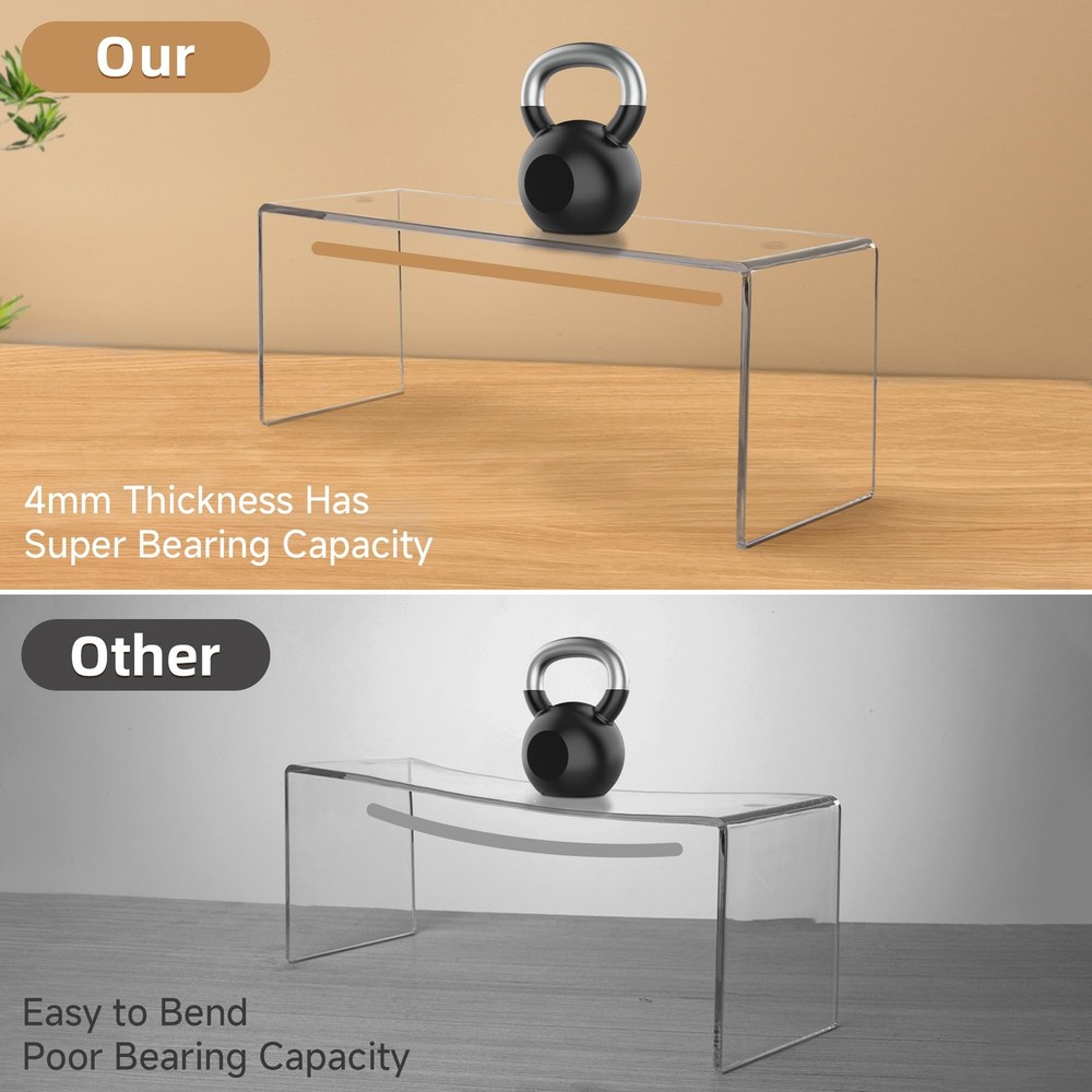 4 Pack Large Acrylic Risers Display Stands, Perfume Organizer Stand, Clear Ac...