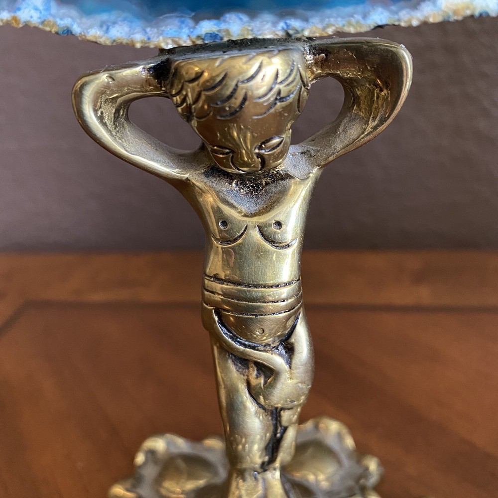 Blue Agate Stone Table Clock |