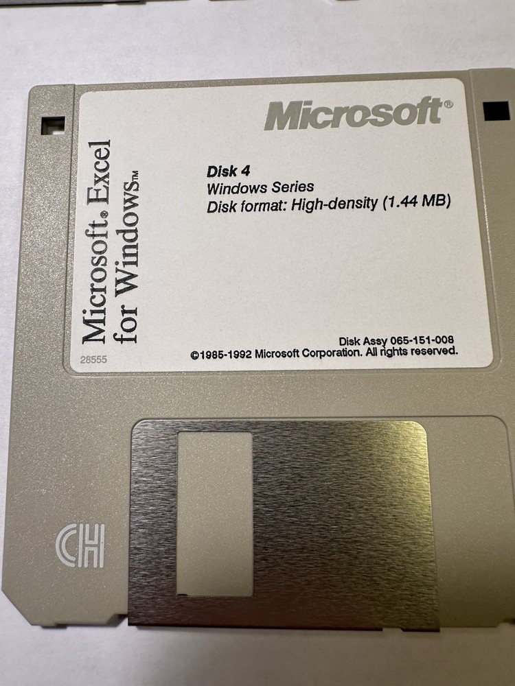 Microsoft Excel For Windows 3.5” Floppy Disc 1-5 1992 Version 4.0