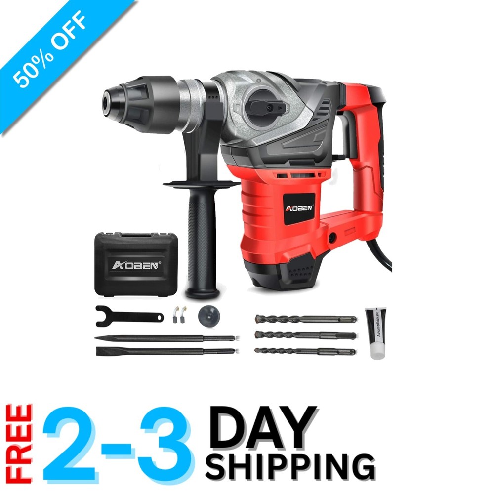 Corded 13 Amp Rotary Hammer - Efficient Demolition with Comprehensive Tool Kit