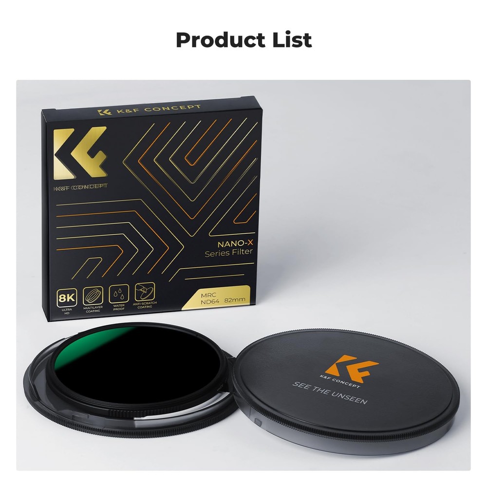 52mm ND64 Lens Filter 6-Stop Fixed Neutral Density Filter 28 Multi-Layer Coat...