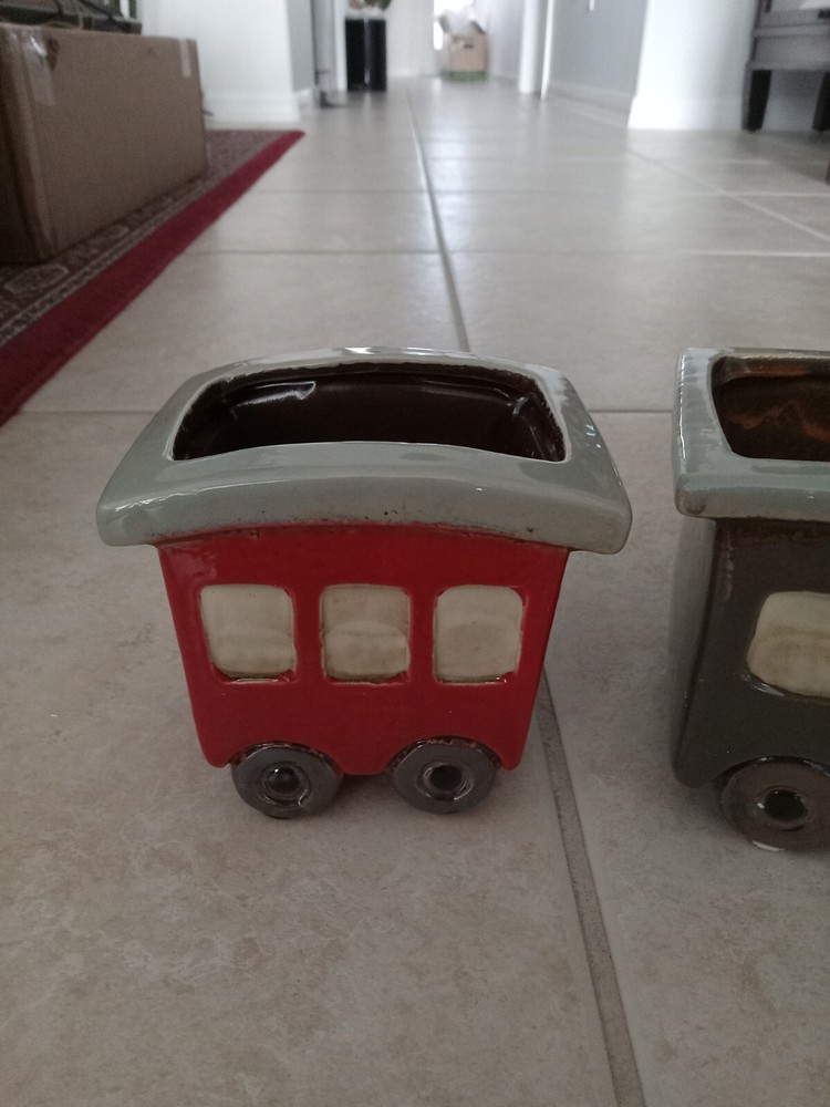 Set Of Tree Ceramic Train Planters
