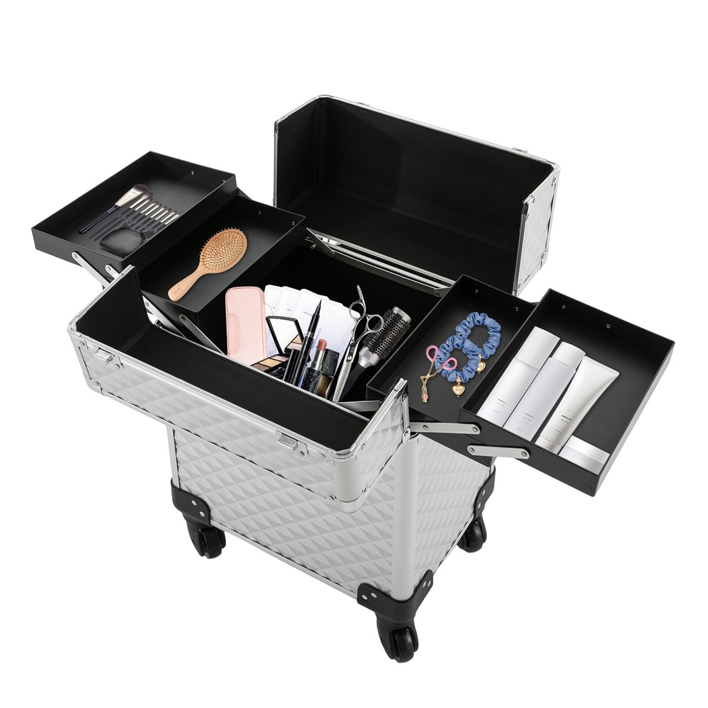 Professional Rolling Makeup Case, Multifunctional Cosmetic Organizer
