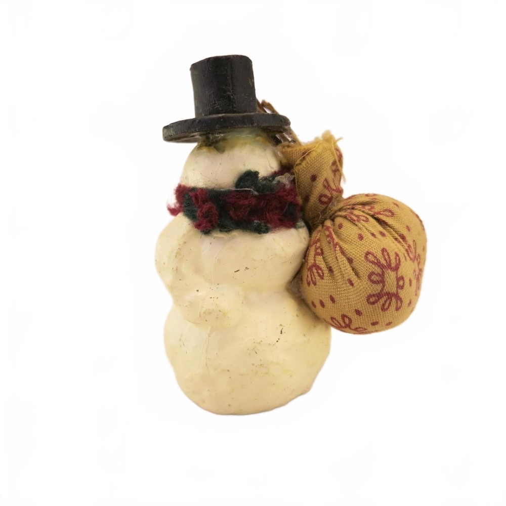 2.75" Mini Patchwork Snowman Figure with Cloth Bag