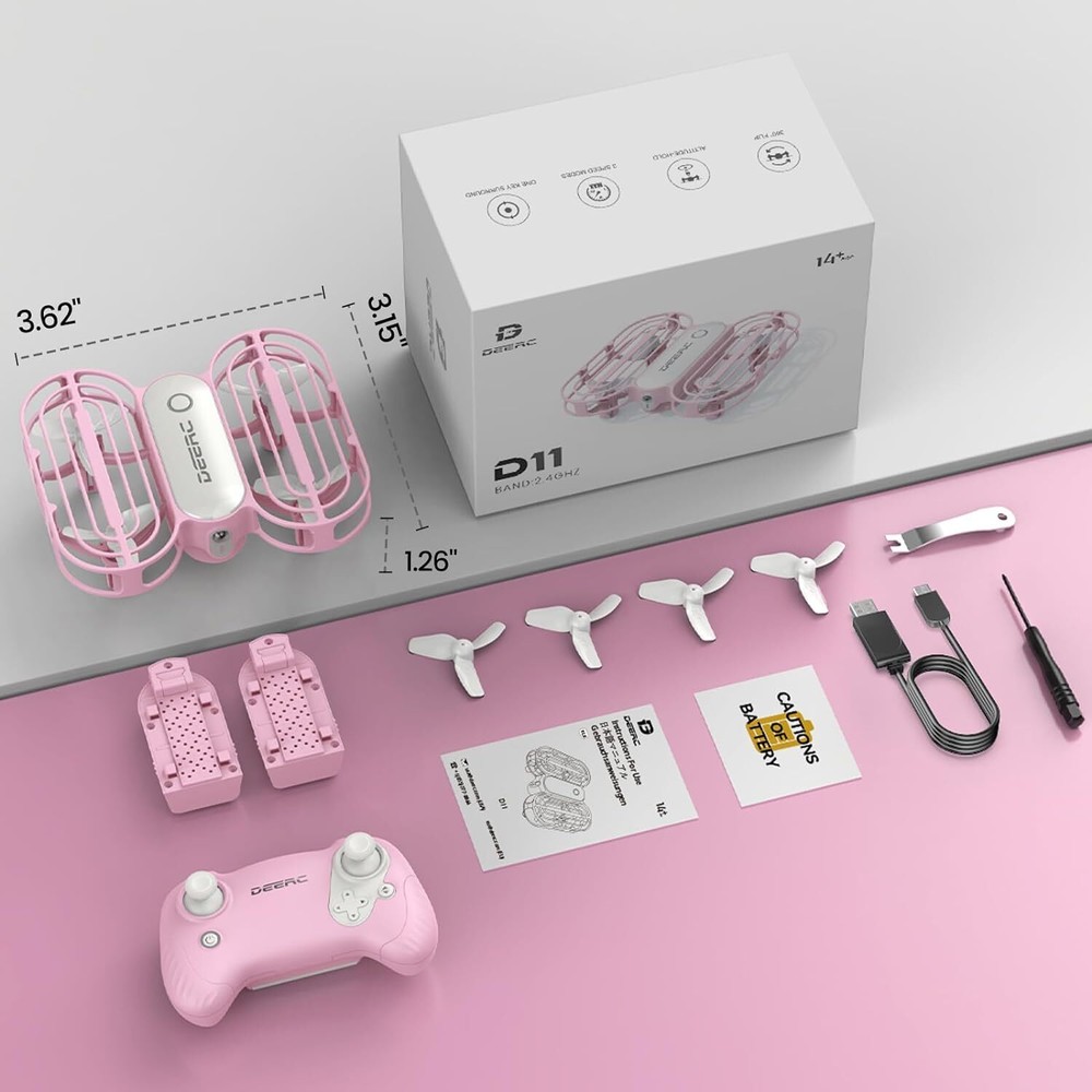 DEERC D11 Mini Drone Auto Hover Circle Fly 3 Speed Headless Mode 2 Batteries RTF