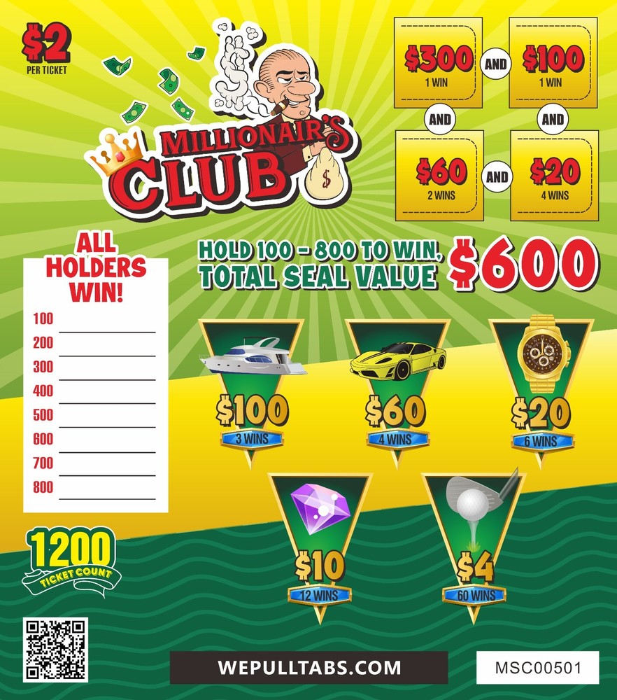 Pull tickets Millionaire's Club 1200 COUNT 2pt
