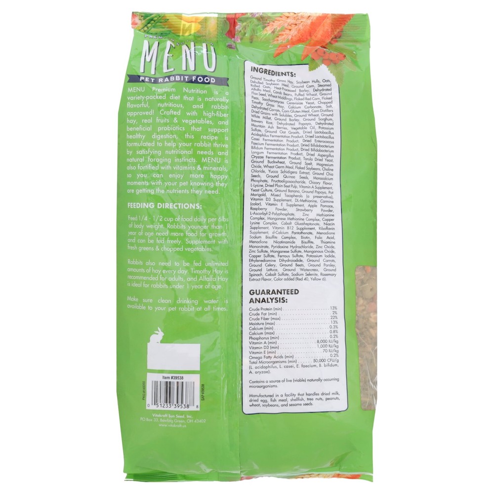 Vitakraft Menu Premium Rabbit Food 8 lb