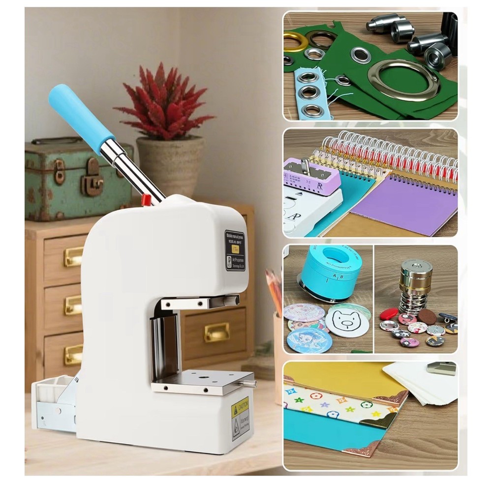 Button Maker Machine -Multiple Size Molds, Built-in Storage & Button Pressing...