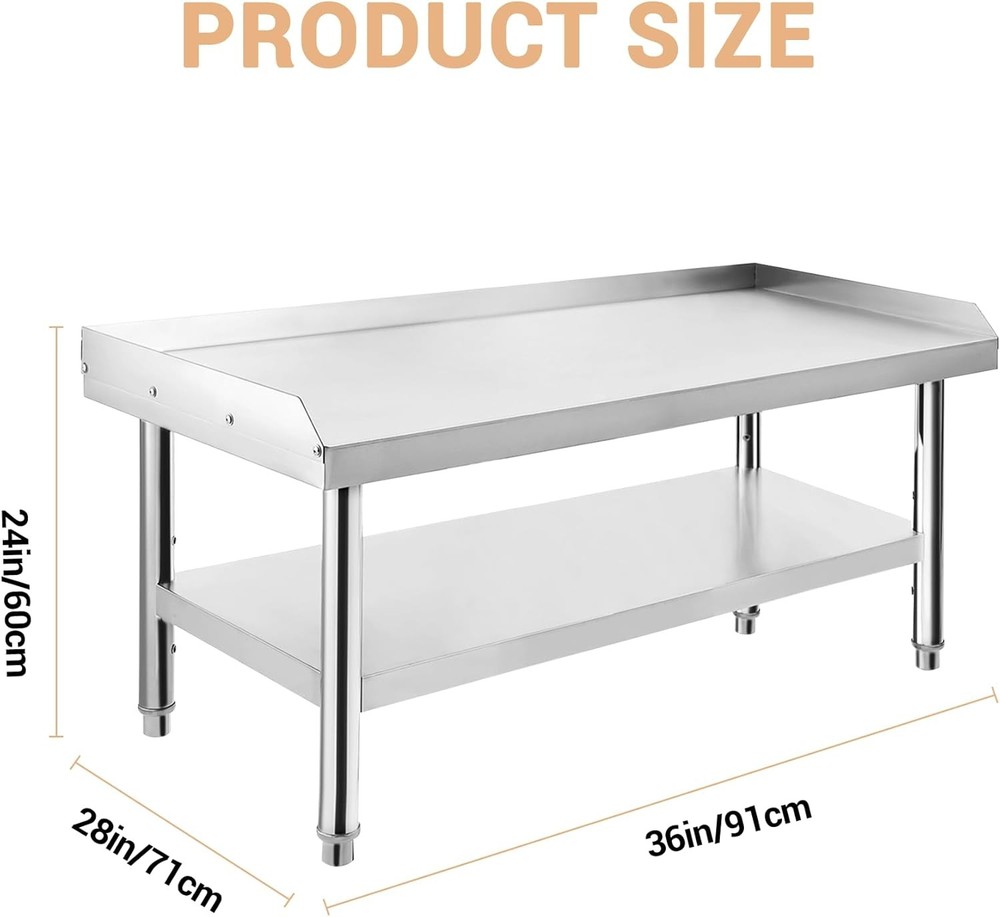 36" Stainless Steel Table,Commercial Worktable with Backsplash for Prep & Work